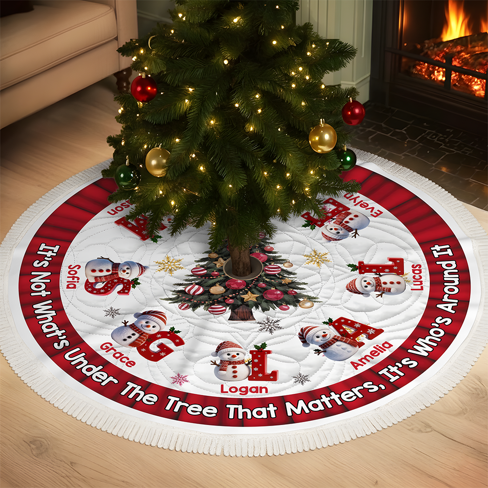 Custom Snowman Hearts Shine Together This Christmas Family Tree Skirt HO82 900062