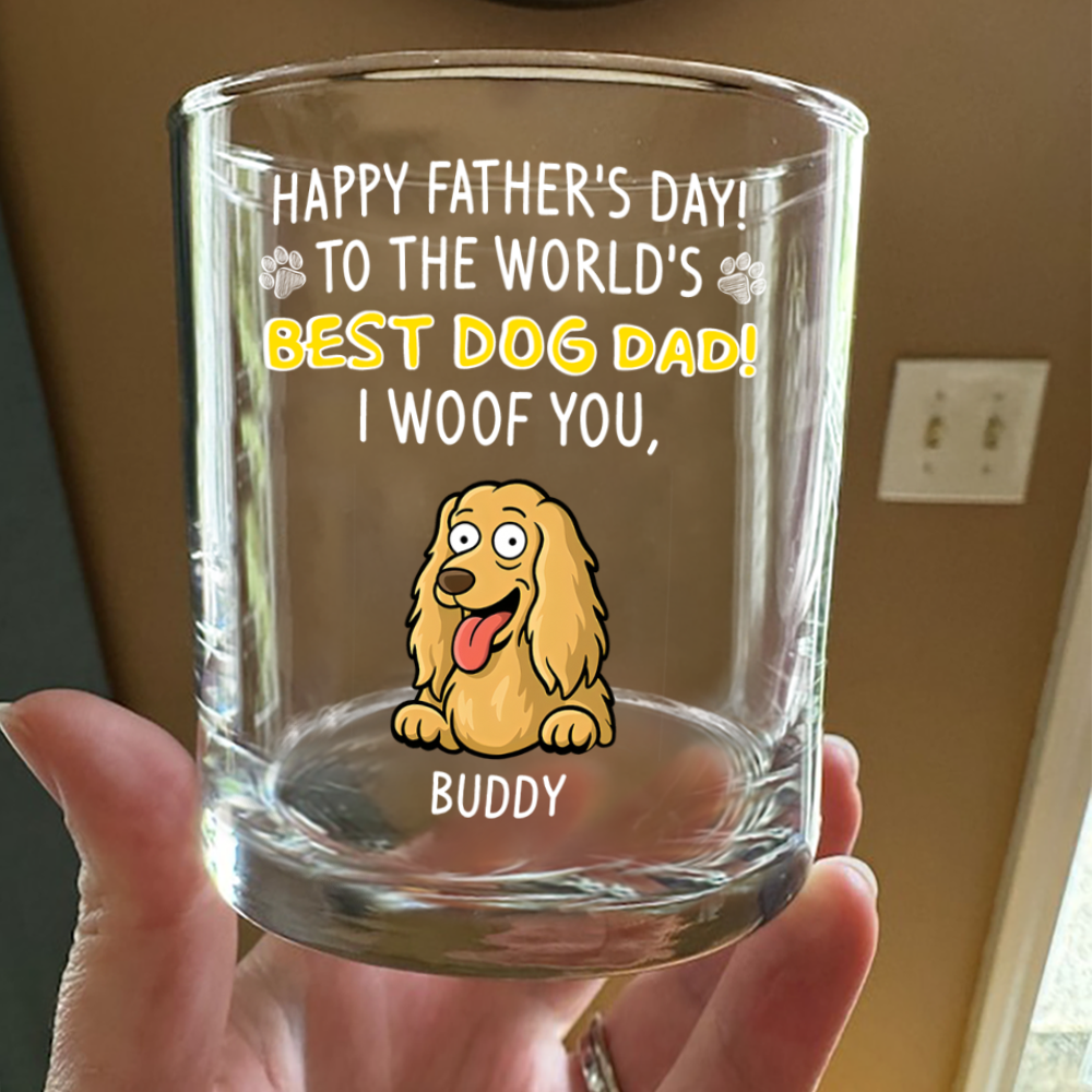 Personalized To The World Best Dog Dad Print Rock Glass Gift For Dog Lovers HO82 893730
