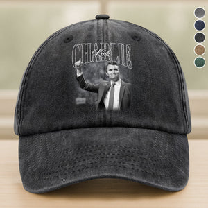Charlie Kirk A True Hero Retro Style Washed Denim Baseball Cap HO82 65786