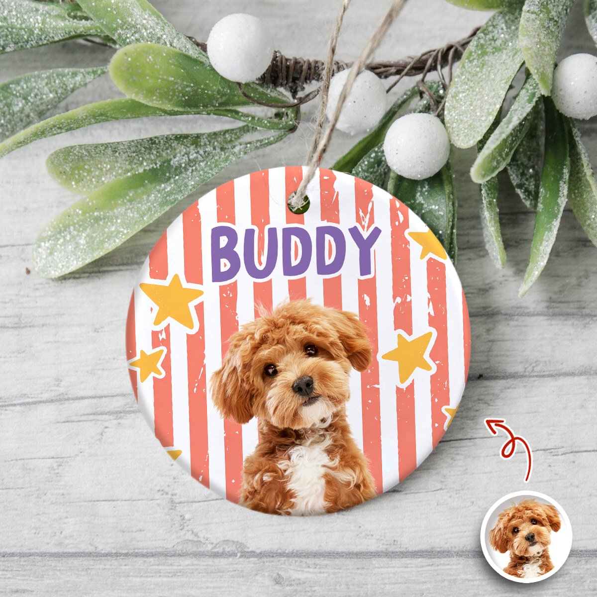 Personalized Pet Photo Christmas Ceramic Ornament Pet Lover Holiday Gift HO82 903322