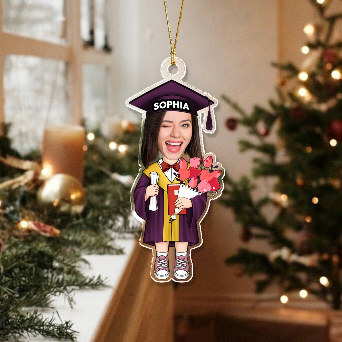 Custom Funny Face Graduation Acrylic Ornament Christmas Decoration HA75 892712