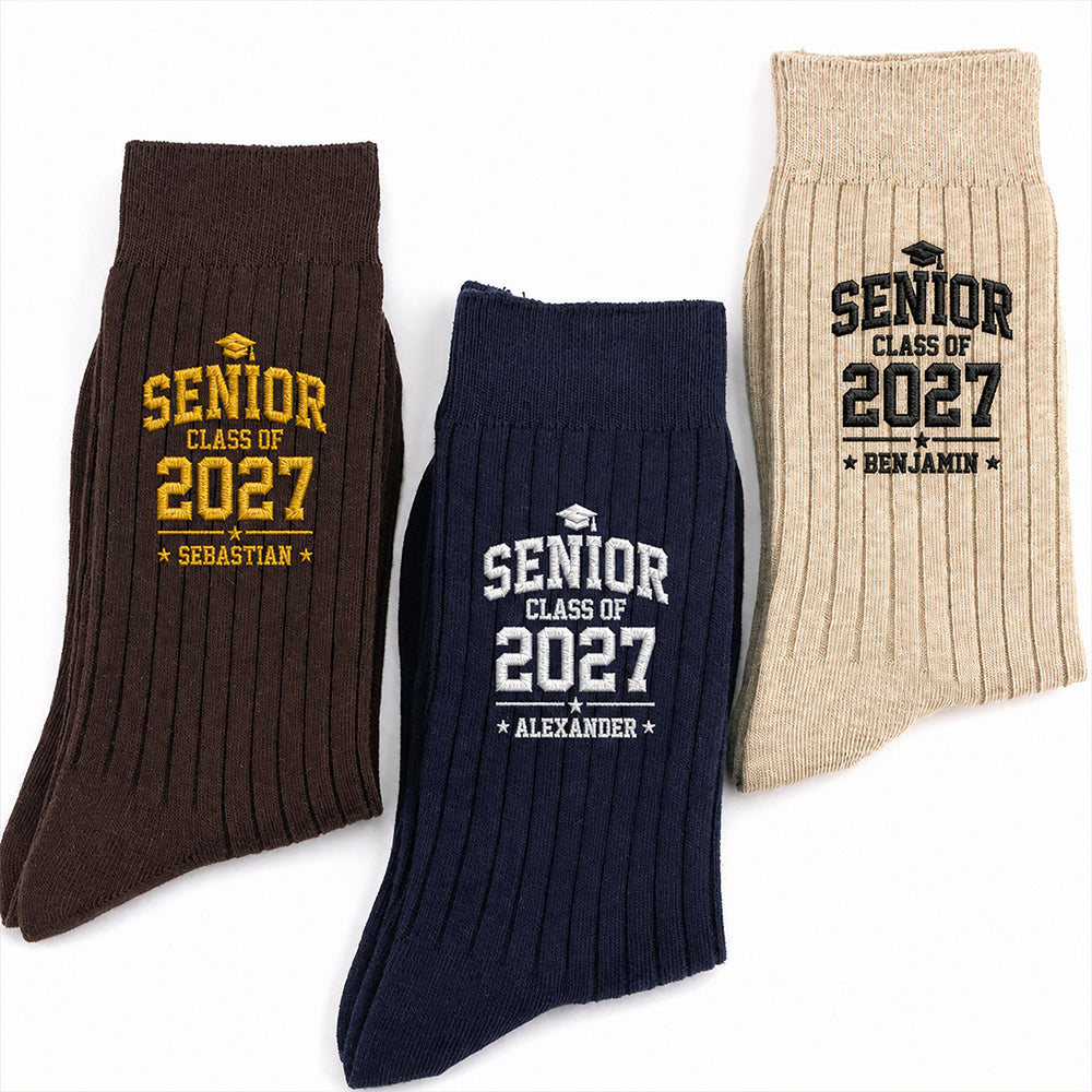 Personalized Name Senior - Class of 2027 Embroidered Socks Ver 2 HA75 919108