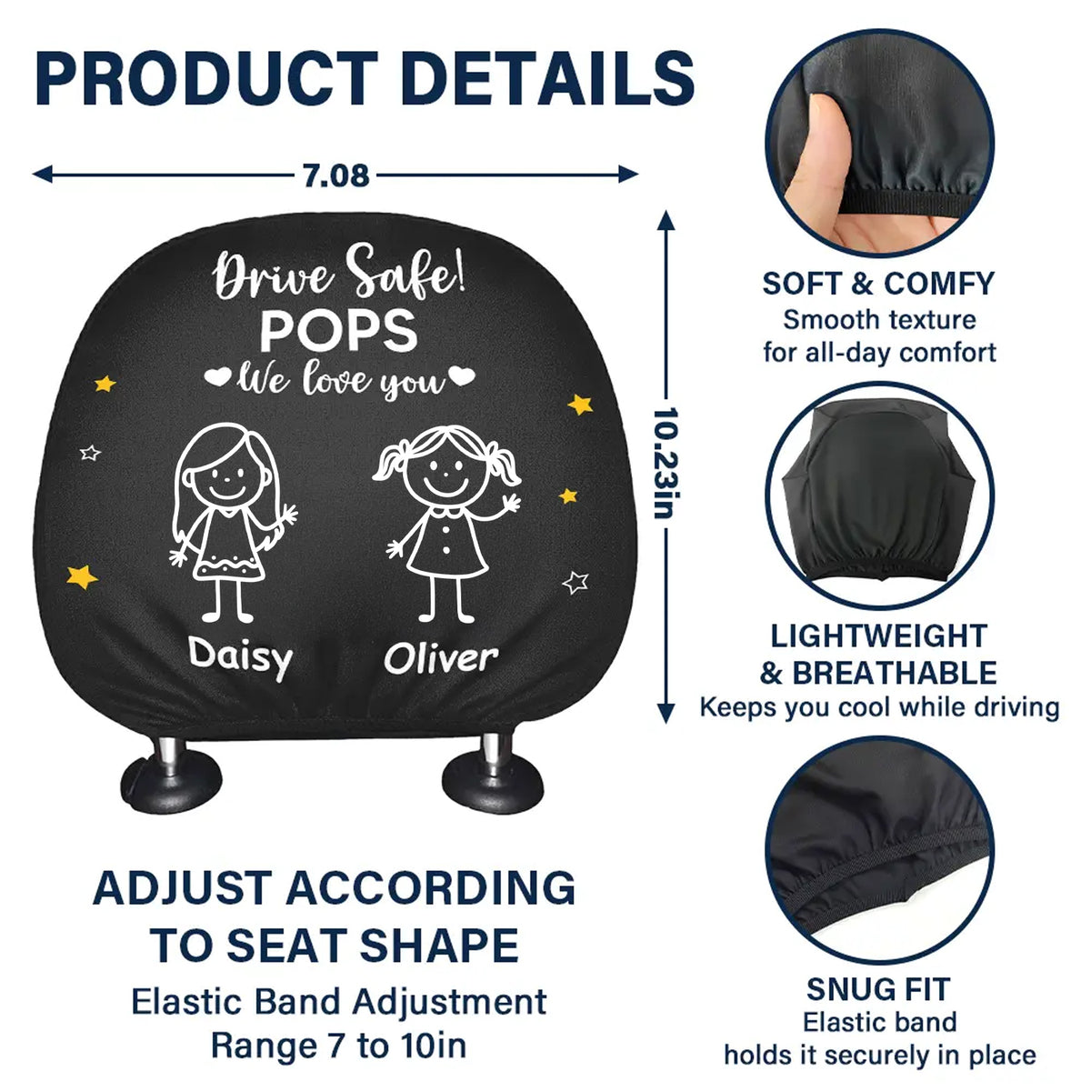 Drive Safe Grandpa Daddy We Love You Custom Kid Car Headrest Covers CH07 910088