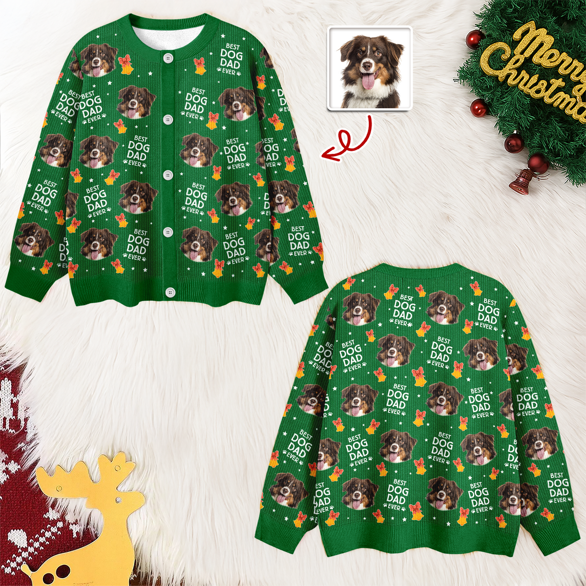 Custom Photo Best Pet Dad Mom Ever - Personalized Ugly Cardigan LM32 897261