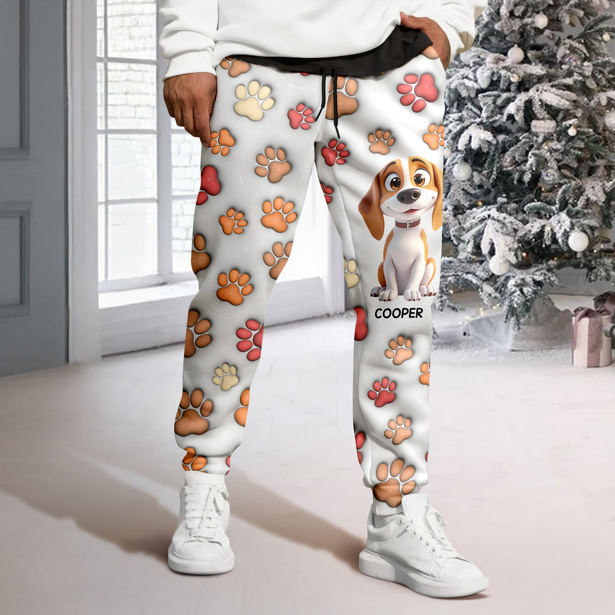 Personalized Dog With Paw 3D Effect Sweatpants For Christmas TH10 896623