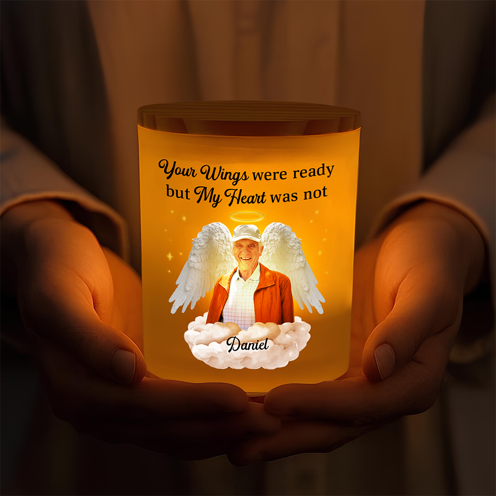 Custom Photo Your Light Will Always Shine In My Heart Memorial Glass Jar With LED Candle Sympathy Gift For Family Members HO82 893832