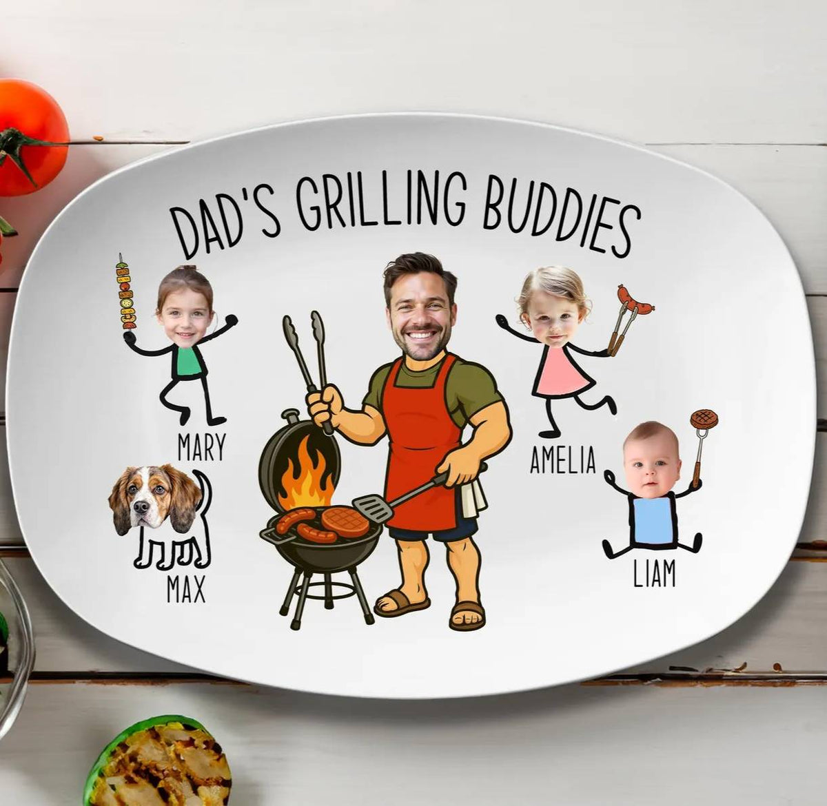 Personalized Dad Grilling Buddies Grilling Platter, Personalized BBQ Tray -  BBQ Gift For Dad, Father's Day Gifts HO82 902566
