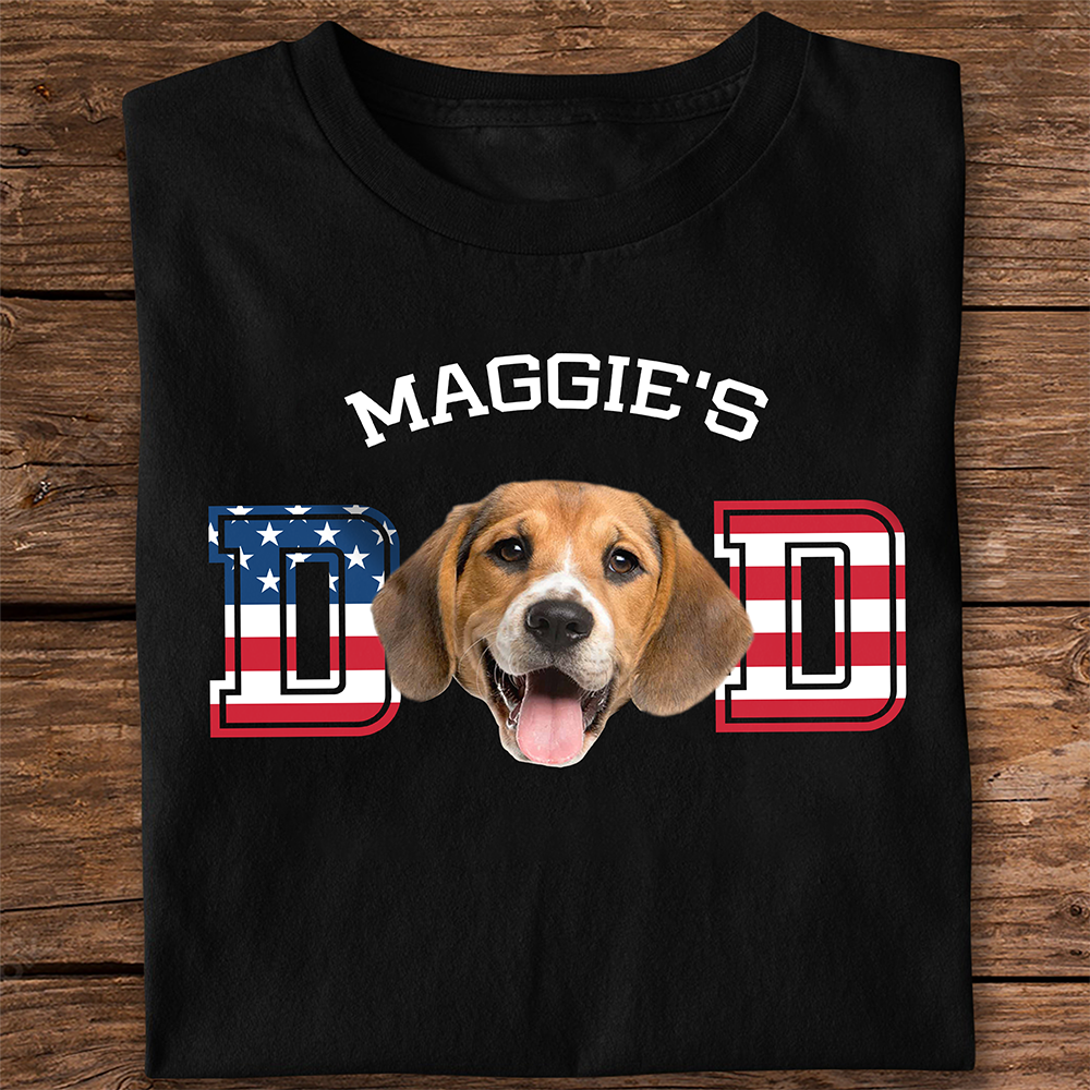 Custom Photo Dog - Dog's Dad US Flag Dark Shirt HA75 892422