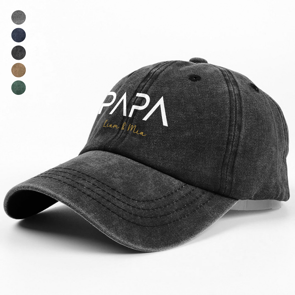 Custom Name Papa Washed Denim Baseball Cap Father's Day Gift HO82 902740