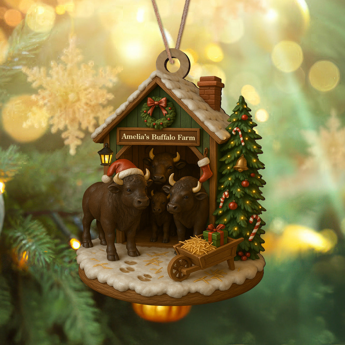 Custom Name Buffalo Farm Wood Ornament – Christmas Gifts for Women & Men LM32 895611