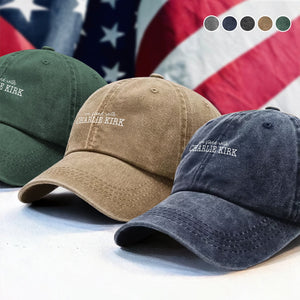 We Stand With Charlie Kirk Memorial Washed Denim Baseball Cap LM32 65443
