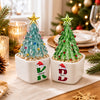 Custom Name Initial Letter Christmas Monogrammed Mini Ceramic Pot with Glass Christmas Tree HO82 903560