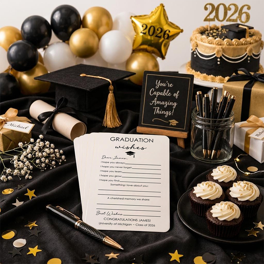 Personalized Graduation Wishes Cards – Advice Cards for Graduation Party, Class of 2026 Decor, Graduation Party Supplies & Keepsake Gift LM32 899941