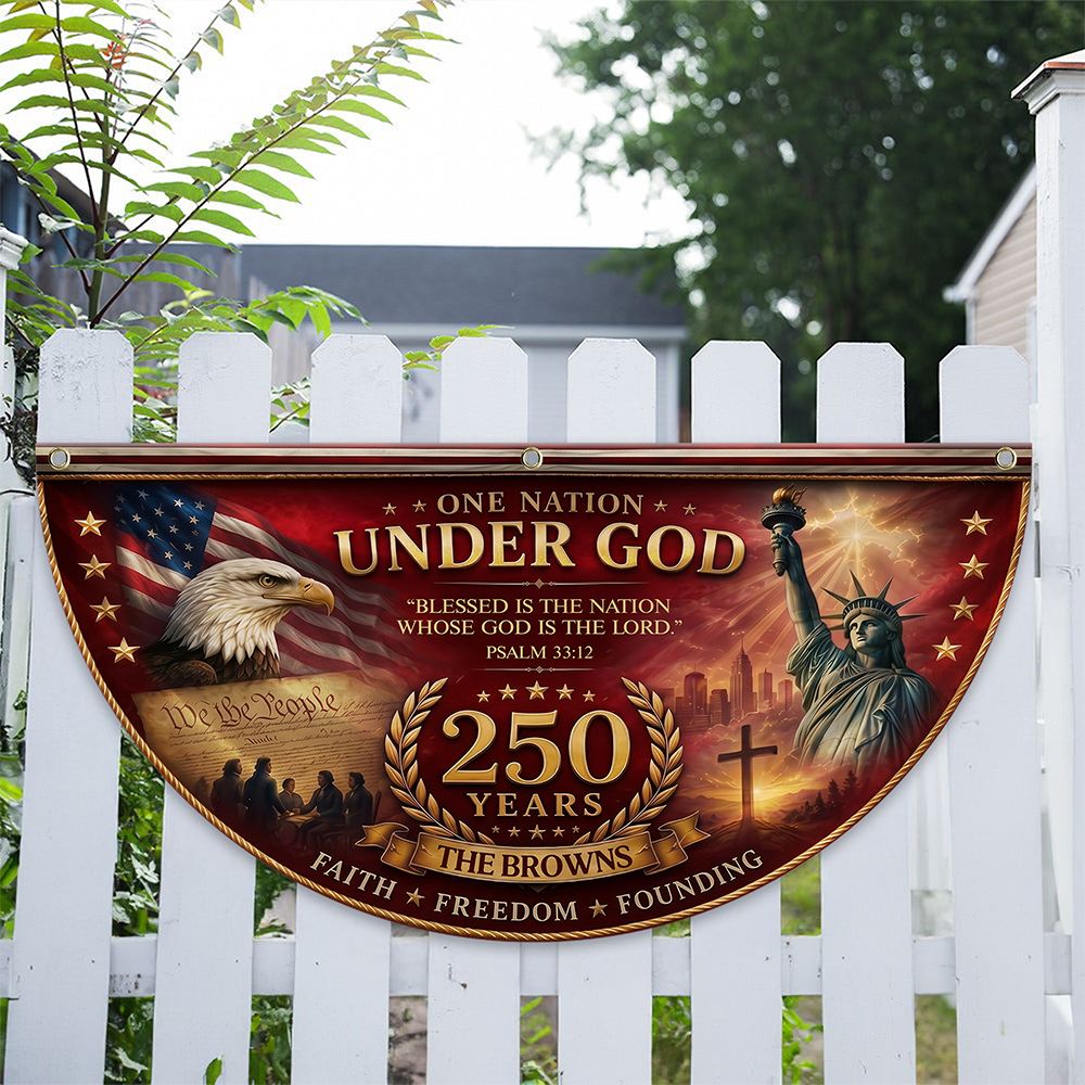 Personalized One Nation Under God 250th Anniversary  Non-Pleated Fan Flag LM32 669259