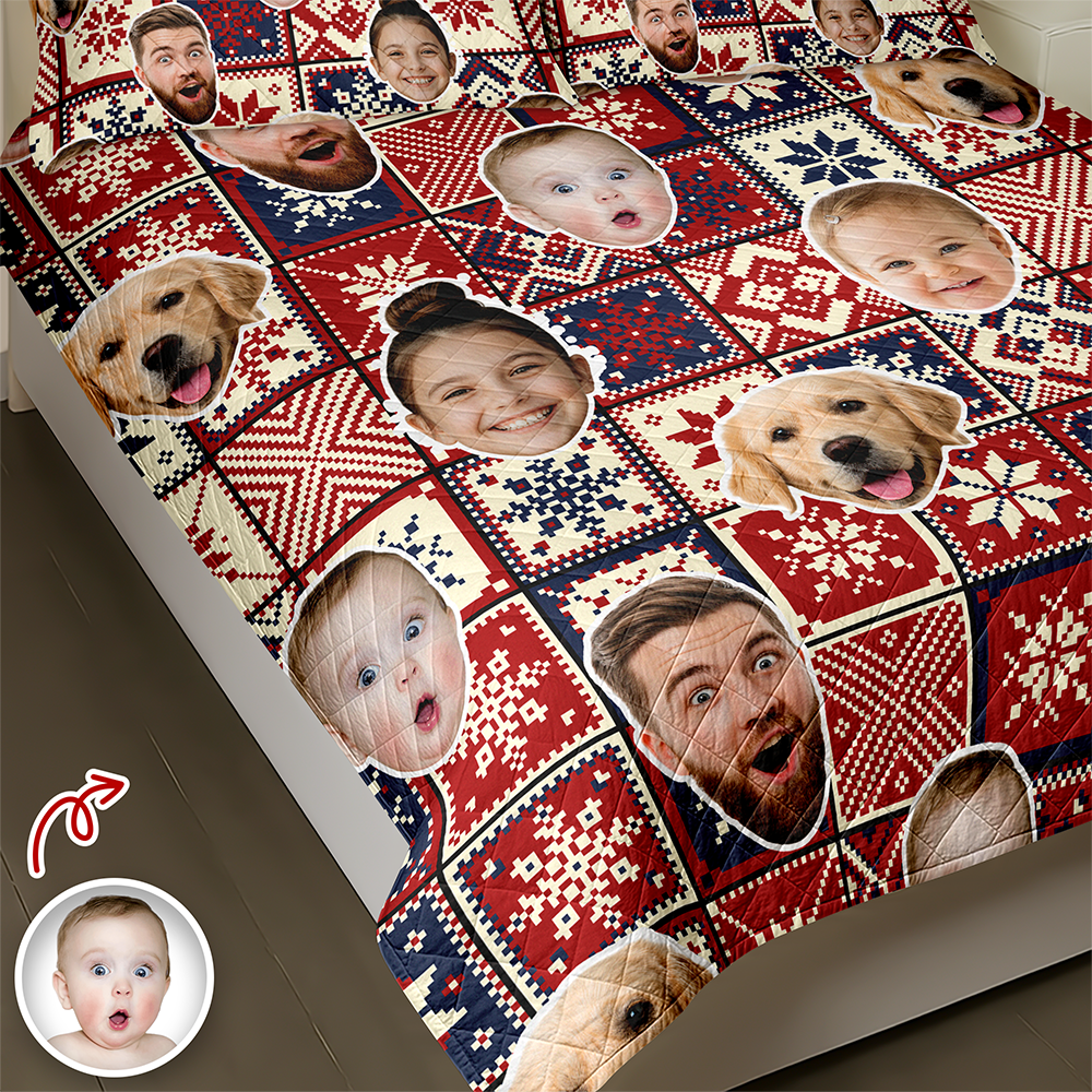Custom Christmas Family Photo Bedding Set CH07 899936