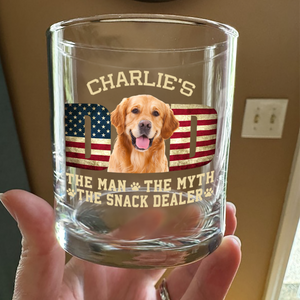 Custom Photo Dog Dad The Man The Myth American Flag Dad Rock Glass HA75 892272