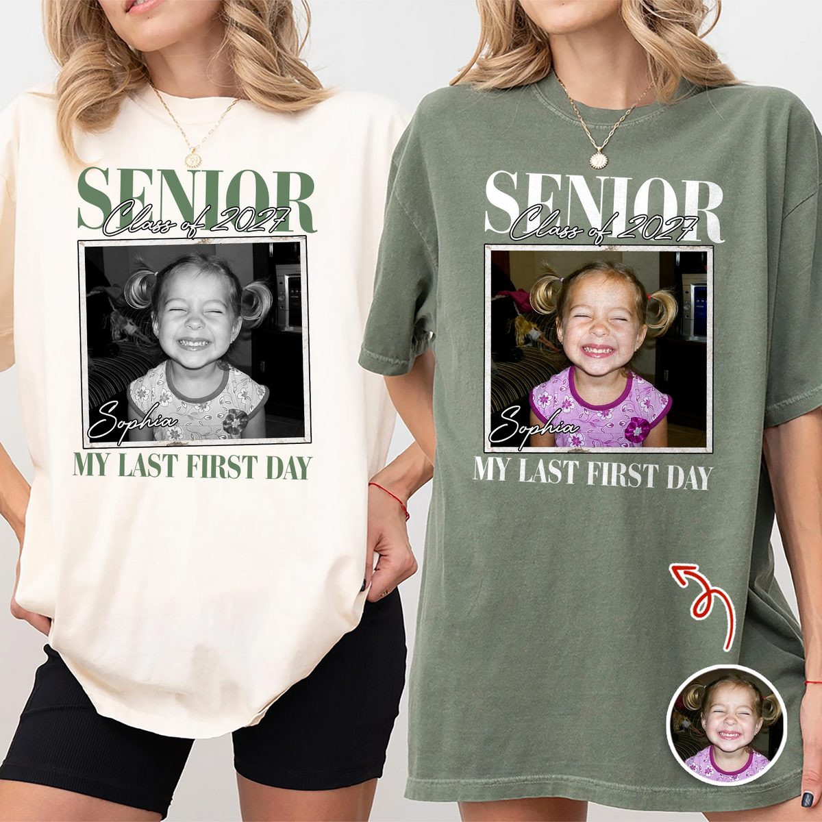Custom Vintage Photo And Year Officially A Senior - My Last First Day Comfort Shirt CH07 180284