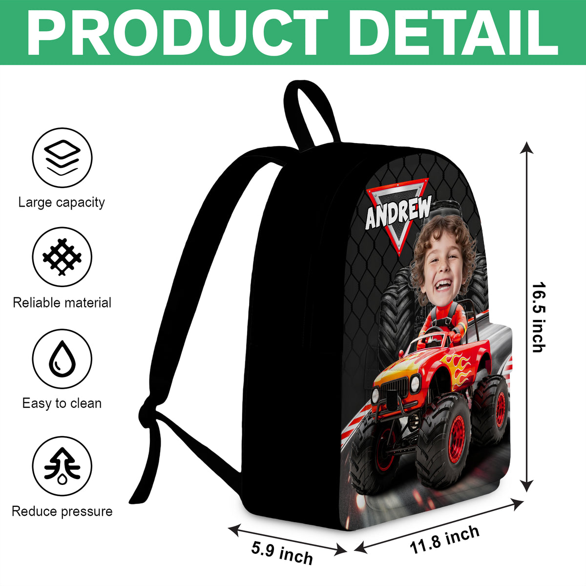 Custom Kid Photo Racing Into Adventure Personalized Backpack HA75 921606
