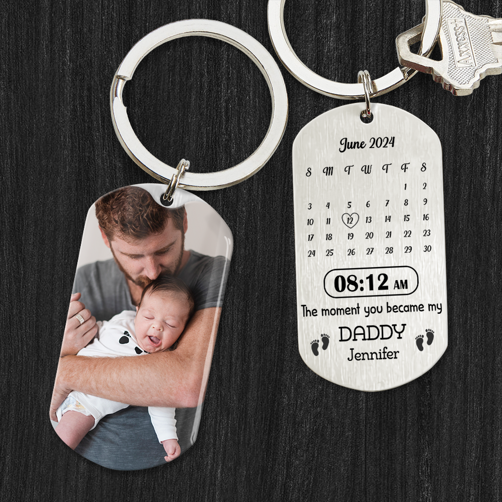 Custom Photo Memory Calendar The Day You Became My Daddy Metal Keychain LM32 893223