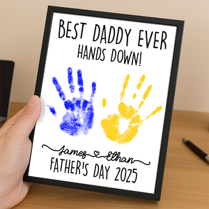 Personalized DIY Handprint Sign - Best Dad Ever Sign Wooden Plaque With Stand TH10 892983