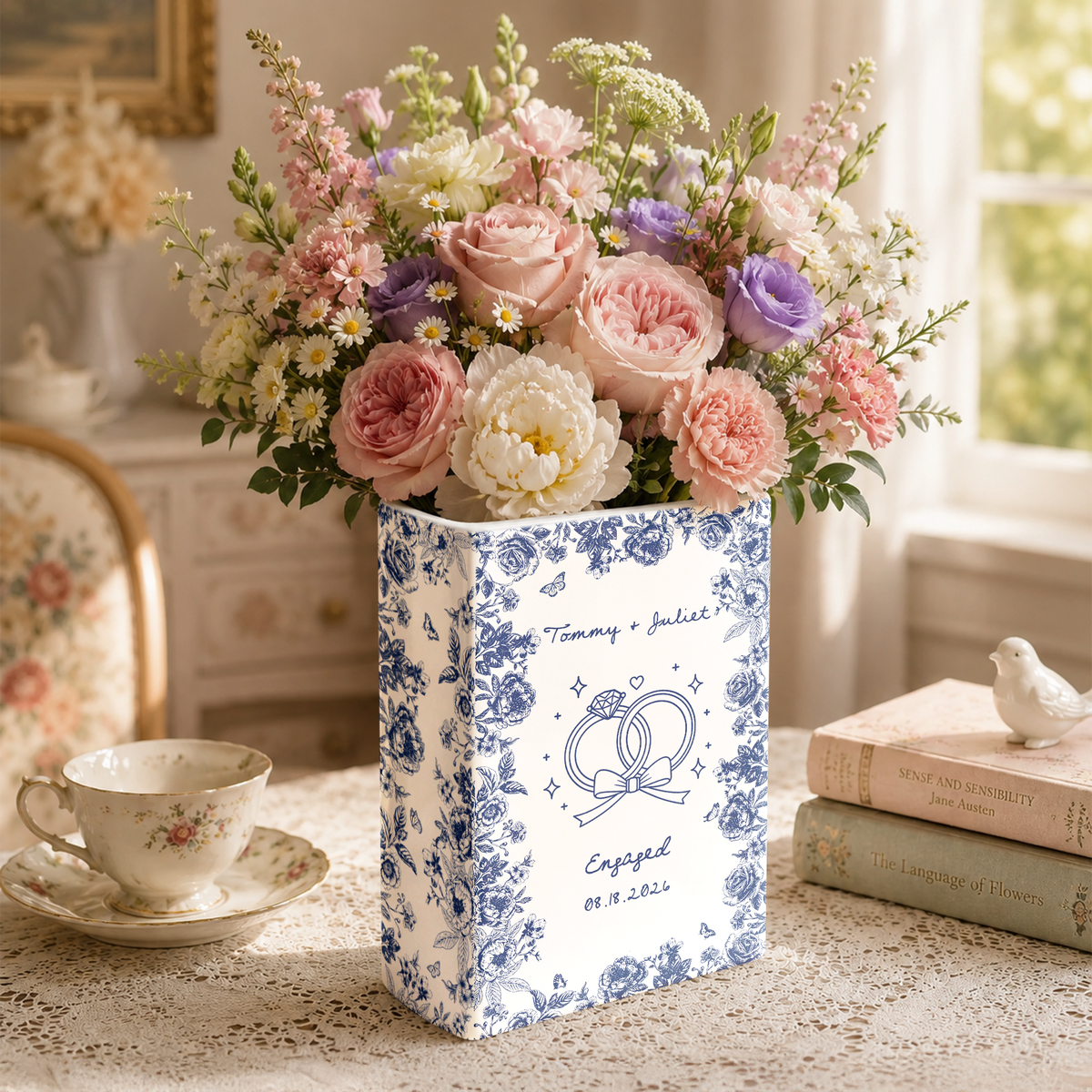 Couple Wedding Gifts Toile De Jouy Style - Personalized Book Vase LM32 669829