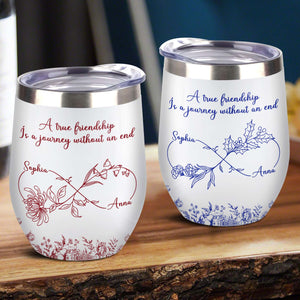 Personalized Gift True Friendship Without An End Toile De Jouy Wine Tumbler LM32 893997