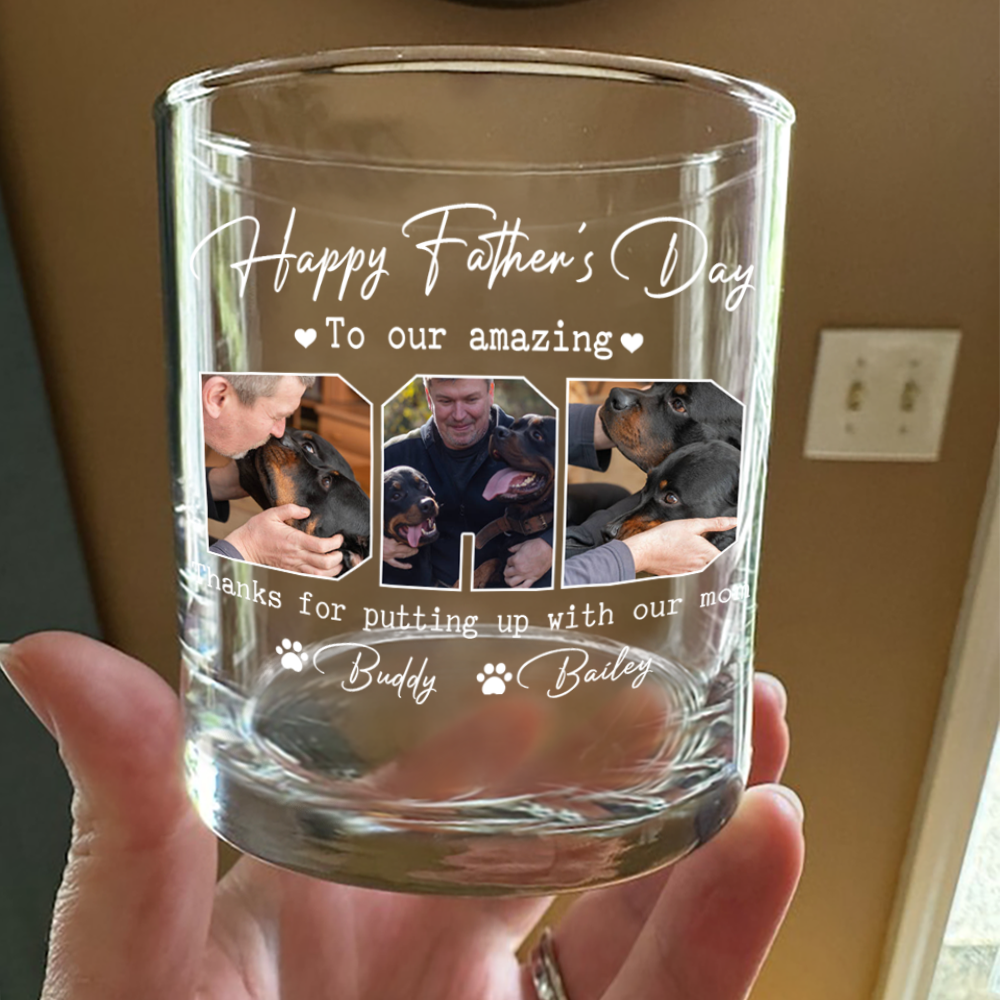Custom Photo Happy Father's Day To My Amazing Dad Dog Rock Glass HA75 892462
