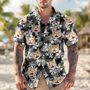 Custom Photo Funny Cat Family Tropical Hawaii Shirt HA75 892288