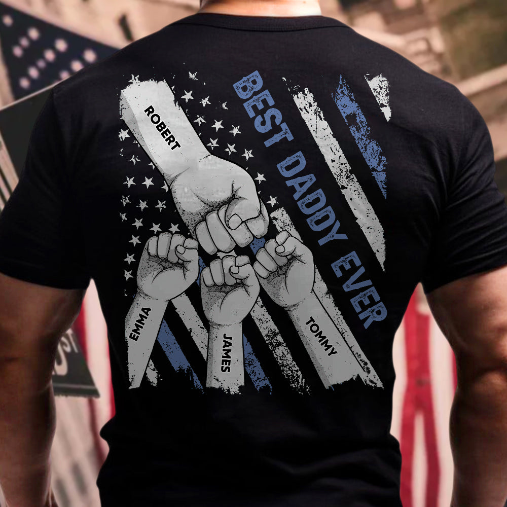 Fist Bumps Dad & Kid US Flag Back Shirt Personalized Father's Day Gift CH07 895856