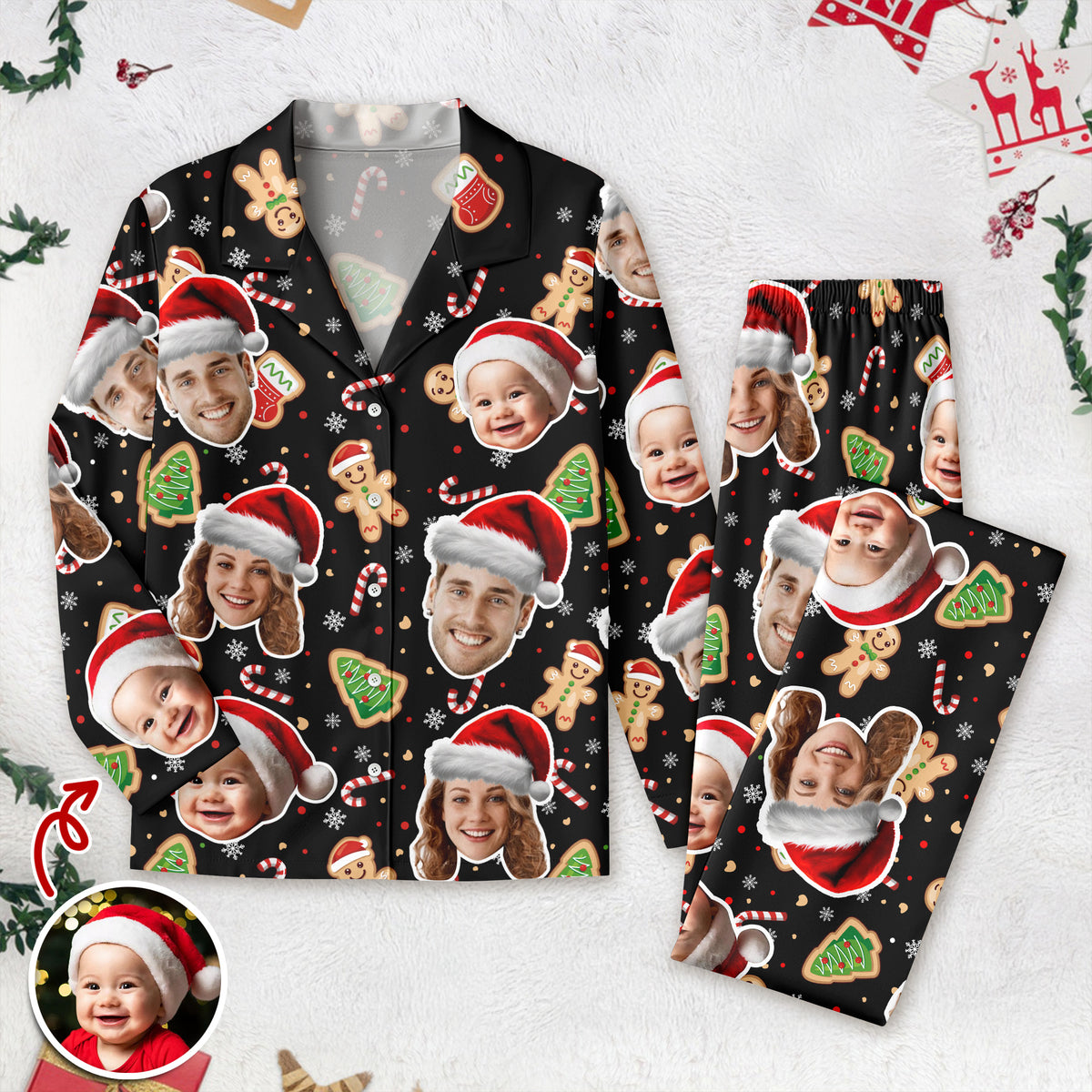 Custom Funny Family Face With Christmas Pattern Pajamas HA75 892792