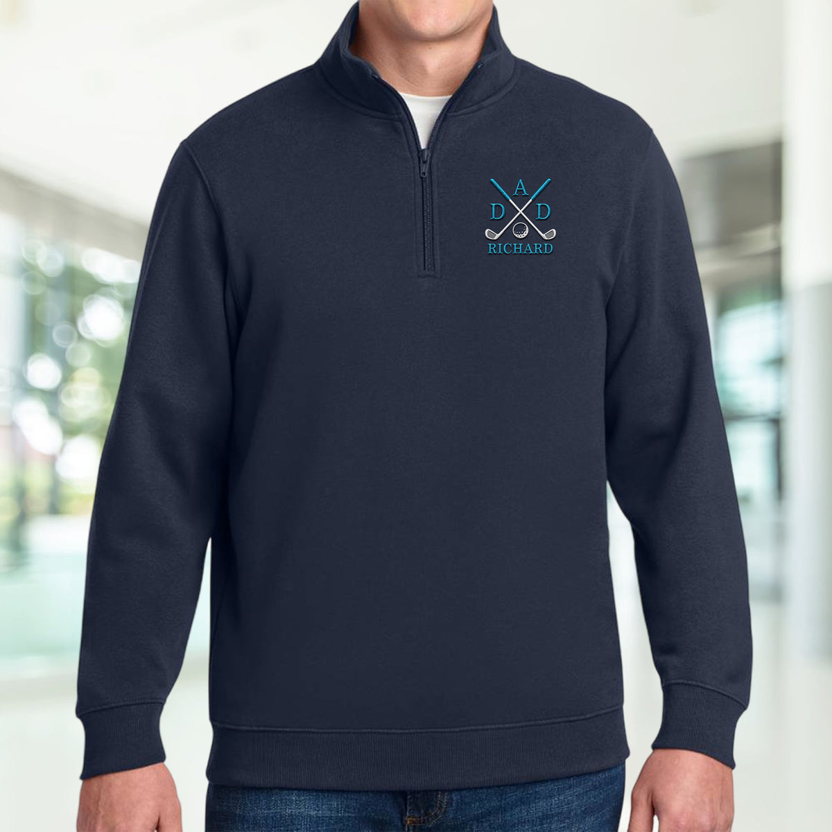 Custom Dad Mom Golf Embroidered Quarter Zip Sweater Father’s Day Gift HO82 902296
