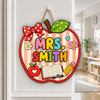 Personalized Apple Teacher Welcome Door Sign, Custom Name Classroom Door Hanger, Back to School Gift CH07 180038