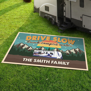 Custom Camping Patio Rug Welcome to Our Campsite Retro Mat For Camping Lovers CH07 896200