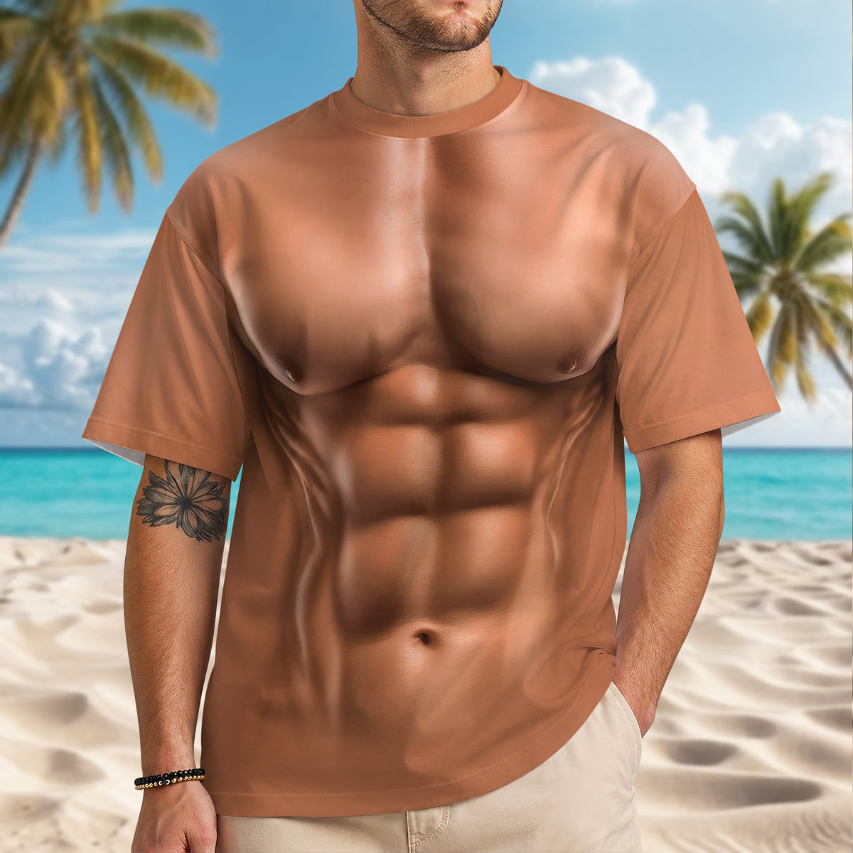 3D Muscle Man - Realistic Six-Pack Abs Funny 3D Shirt HA75 921816