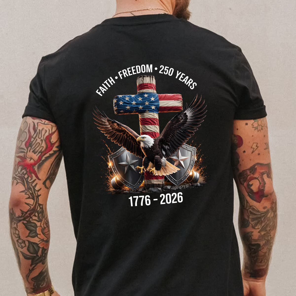 250 Years of Freedom 1776 - 2026 Eagle Patriotic Backside Shirt HO82 901224