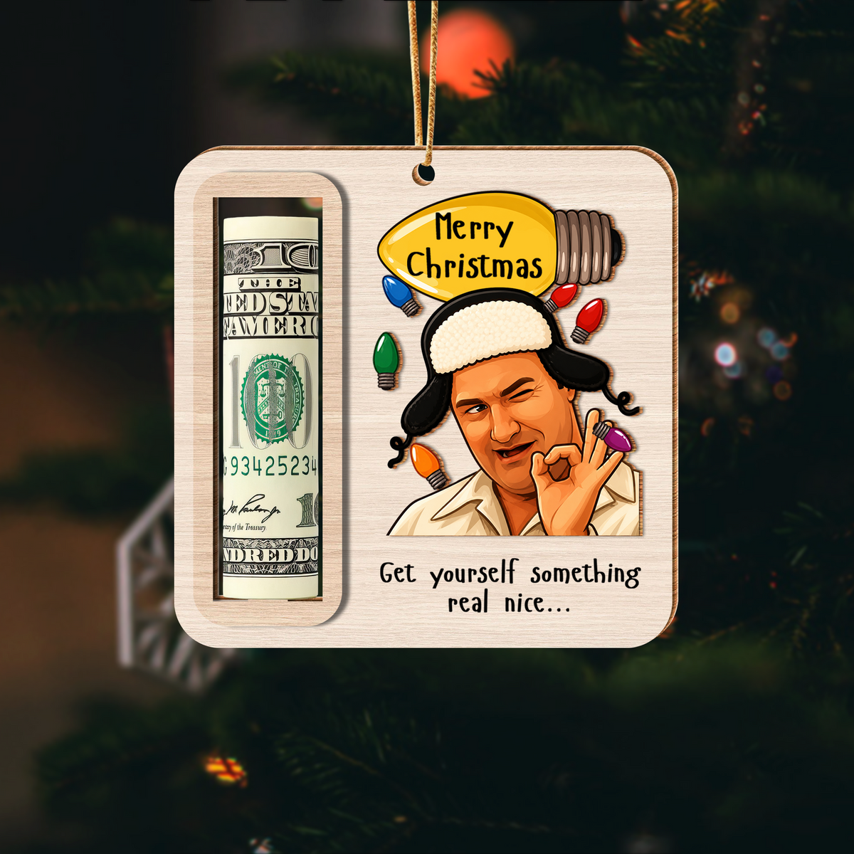 Cousin Eddie Wooden Money Holder Ornament – Funny Christmas Cash Gift Holder CH07 180486