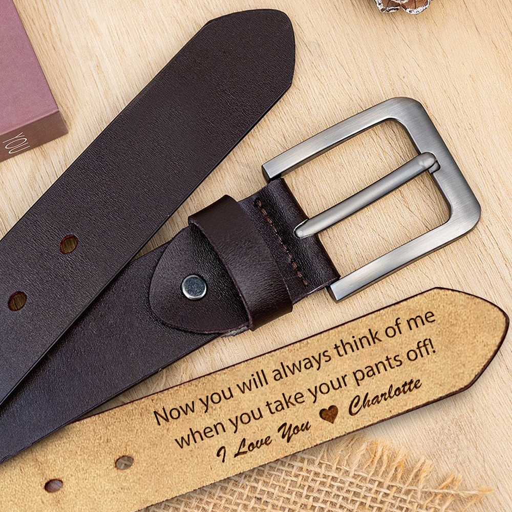 Personalized Leather Belt for Men, Engraved Hidden Message Belt, Funny Romantic Gift for Boyfriend Husband LM32 899833