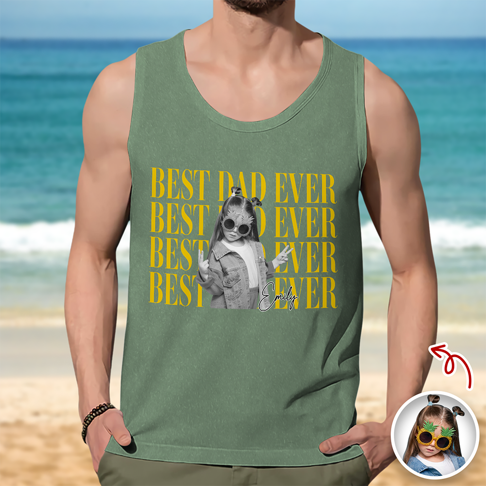 Personalized Vintage Photo Best Dad Mom Ever Tanktop CH07 911704