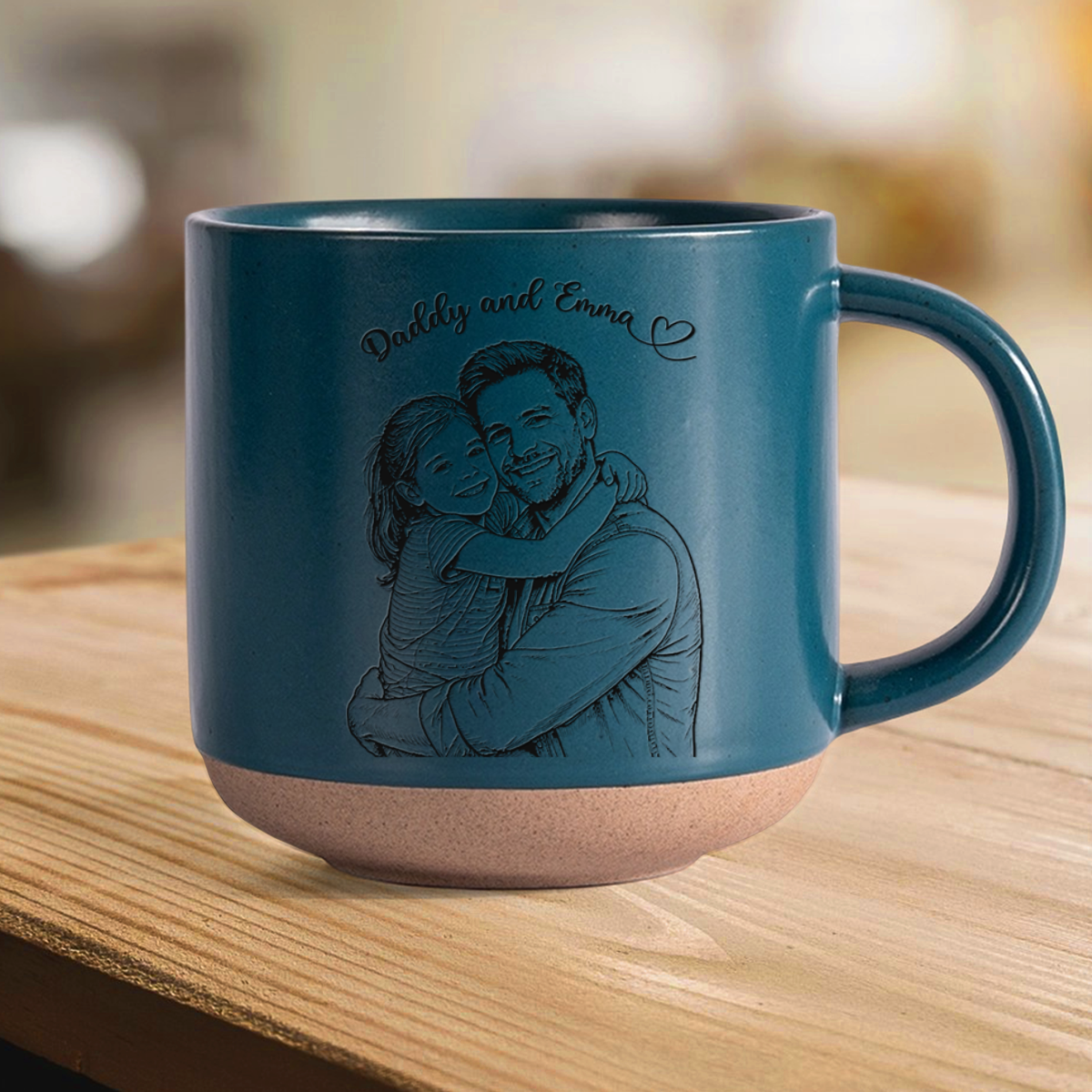 Custom Portrait Photo Love Dad Keepsake Engraved Pottery Mug LM32 669147