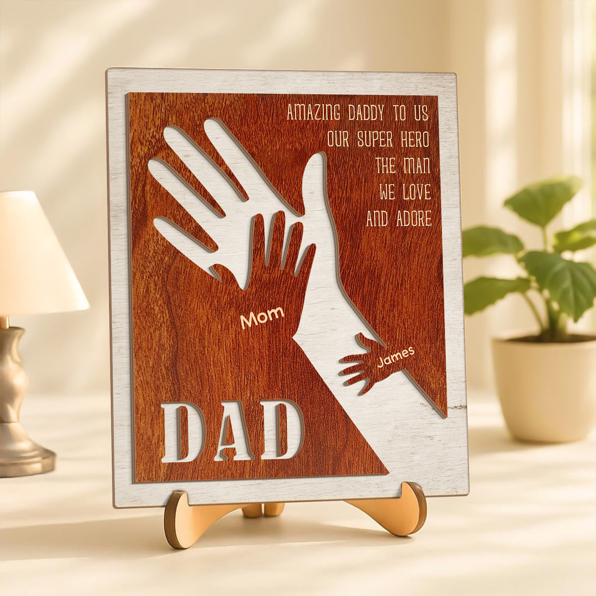 Amazing Daddy To Us Father's Day Gift 2-Layer Wooden Plaque With Stand TH10 892993