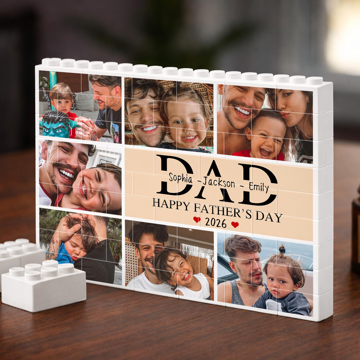 Custom Fathers Day Building Block For Dad Personalized Dad Brick Puzzle With Kids Name & Photo CH07 911594