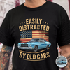 Custom Photo Easily Distracted by Old Cars Classic Car Guy Funny Vintage Dark Shirt CH07 180032
