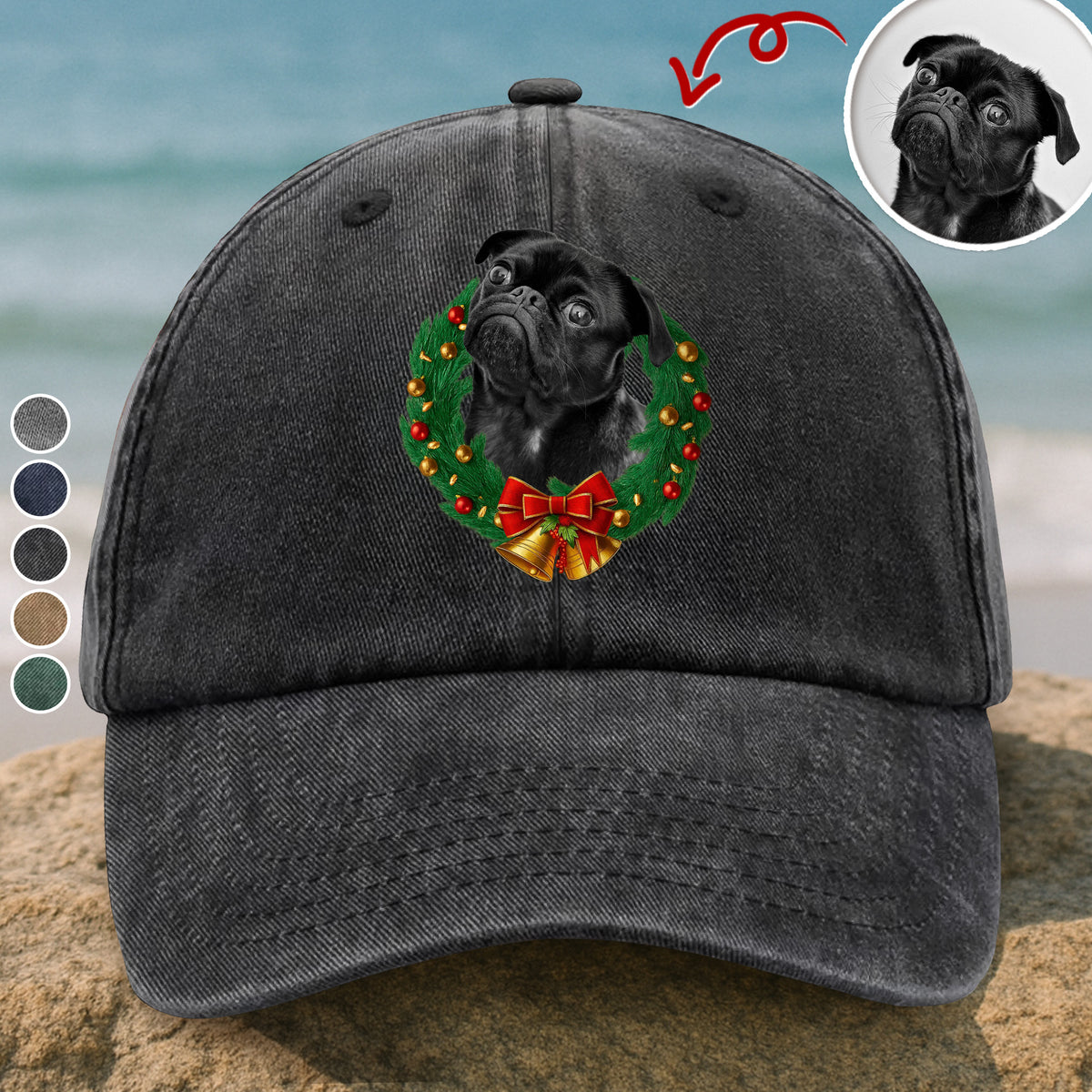 Custom Pet Photo Washed Denim Baseball Cap Christmas Gift For Dog And Cat Lovers HA75 897058