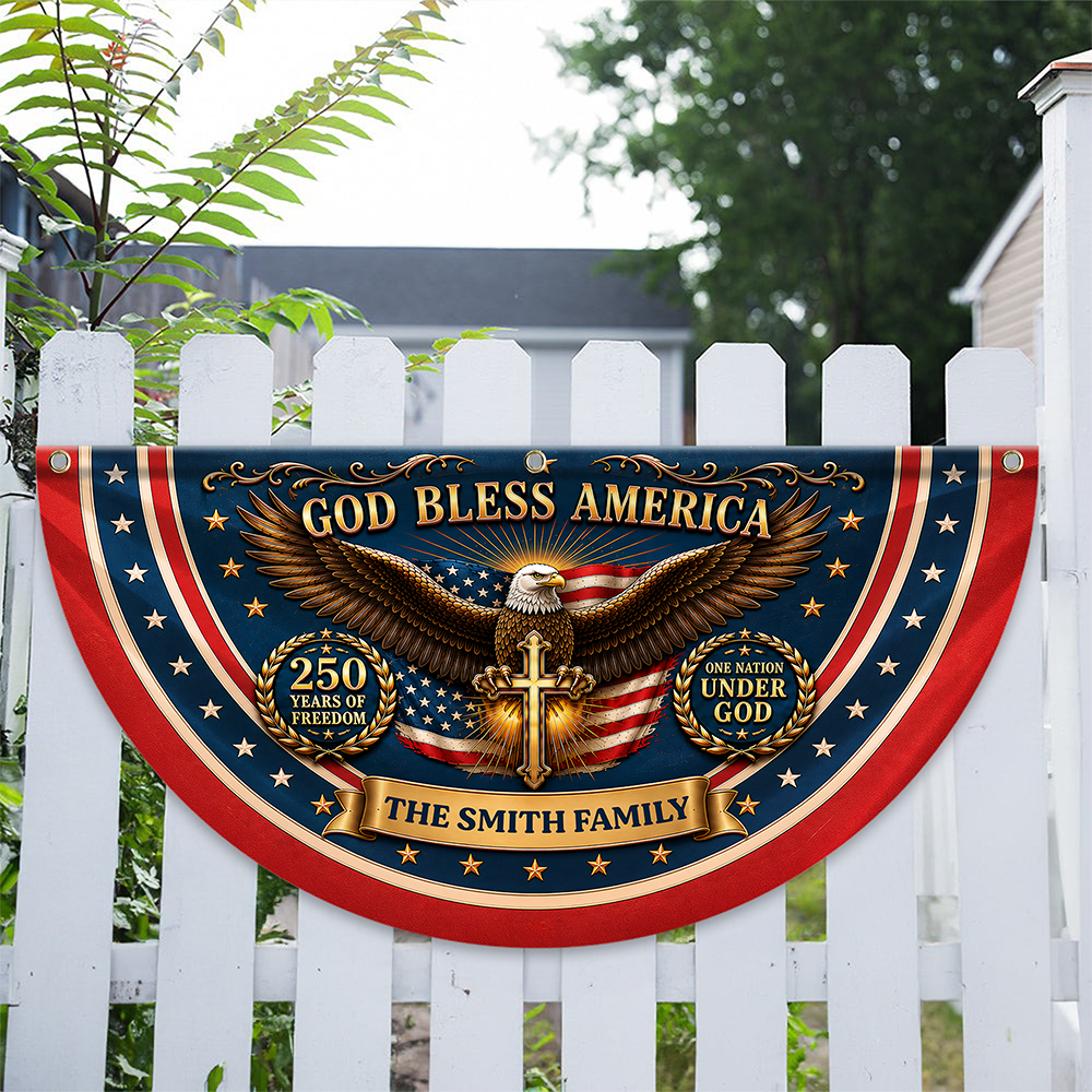 Personalized God Bless America 250 Years Of Freedom Non-Pleated Fan Flag LM32 669289