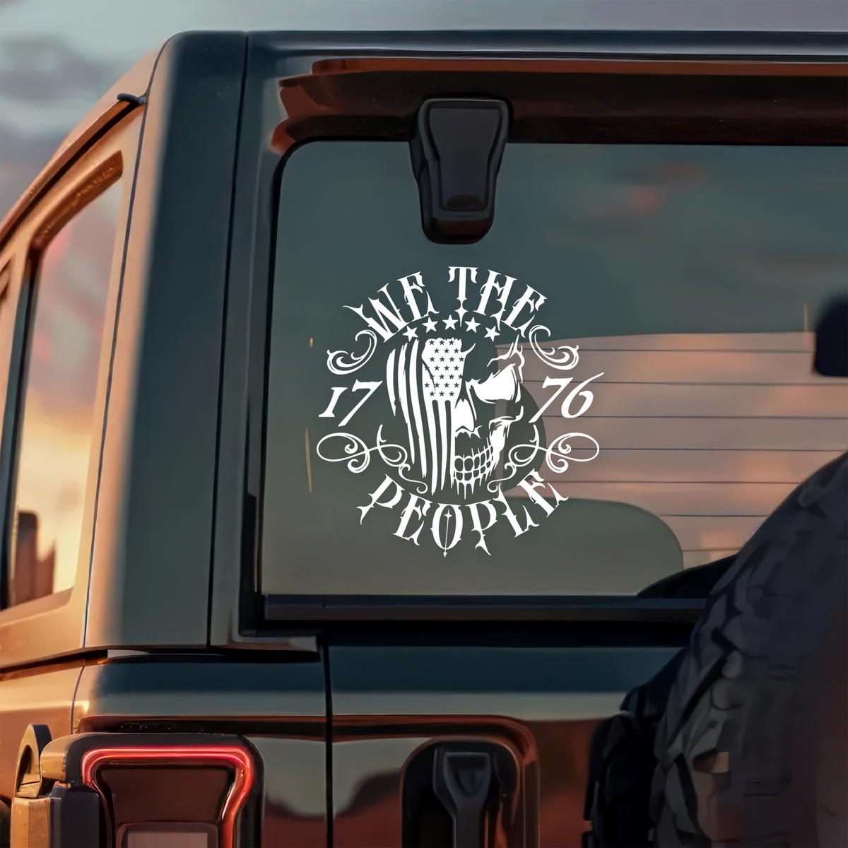 We the People 1776 Skull American Flag Car Window Decal Sticker HA75 898970