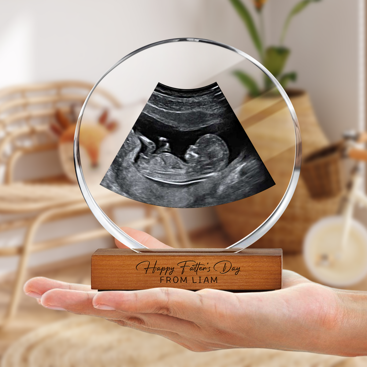 Custom Photo Happy Father's Day Round Acrylic Frame Block CH07 921476