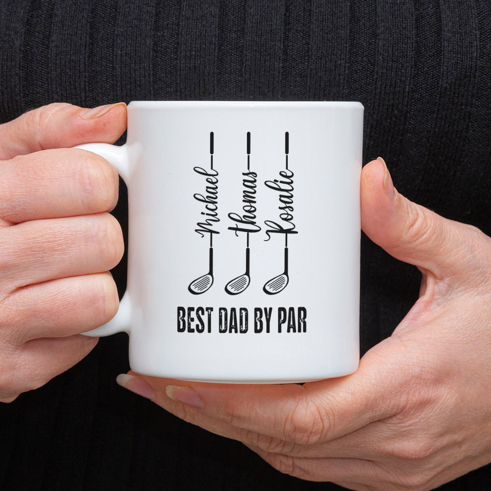Personalized Best Dad by Par Mug – Custom Golf Gift for Dad with Kids Names, Father’s Day Gift HA75 921266