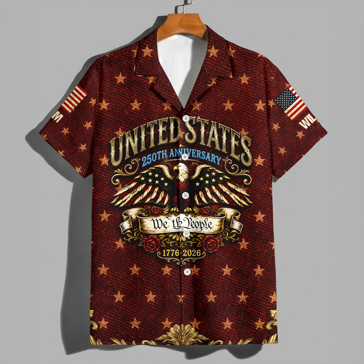 Custom Name Vintage USA 250 Years Anniversary Patriotic Eagle Freedom Faith Hawaii Shirt HO82 902530