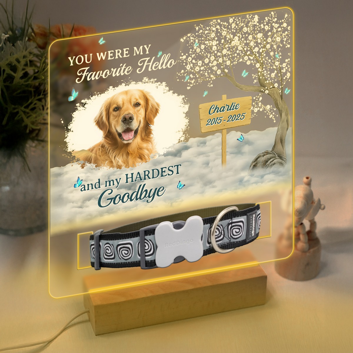 You Are My Favorite Hello An My Hardest Goodbye - Custom Pet Photo Memorial Acrylic Collar Frame CH07 896078