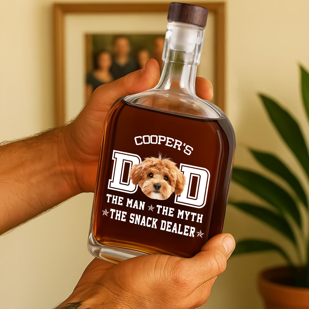 Custom Photo Dog Dad The Man The Myth The Snack Dealer Whiskey Bottle LM32 893597